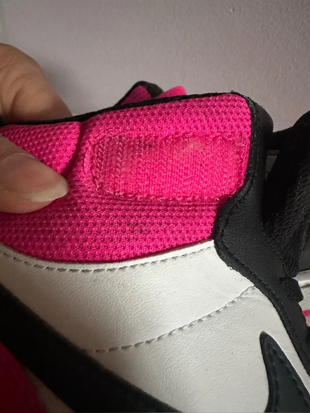 NIKE ALL DAY PLAY kids Mid-Top Sneakers iPink, Black & White Velcro Strap SZ 2Y